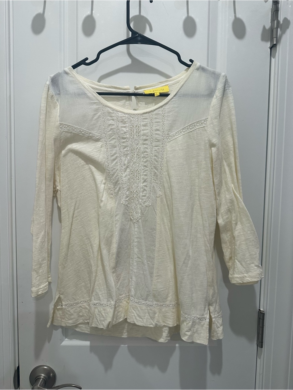 ezra Cream Lace-Trim Boho Blouse